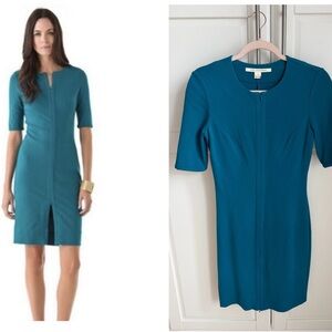 Diane Von Furstenberg Teal Midi Sheath Dress